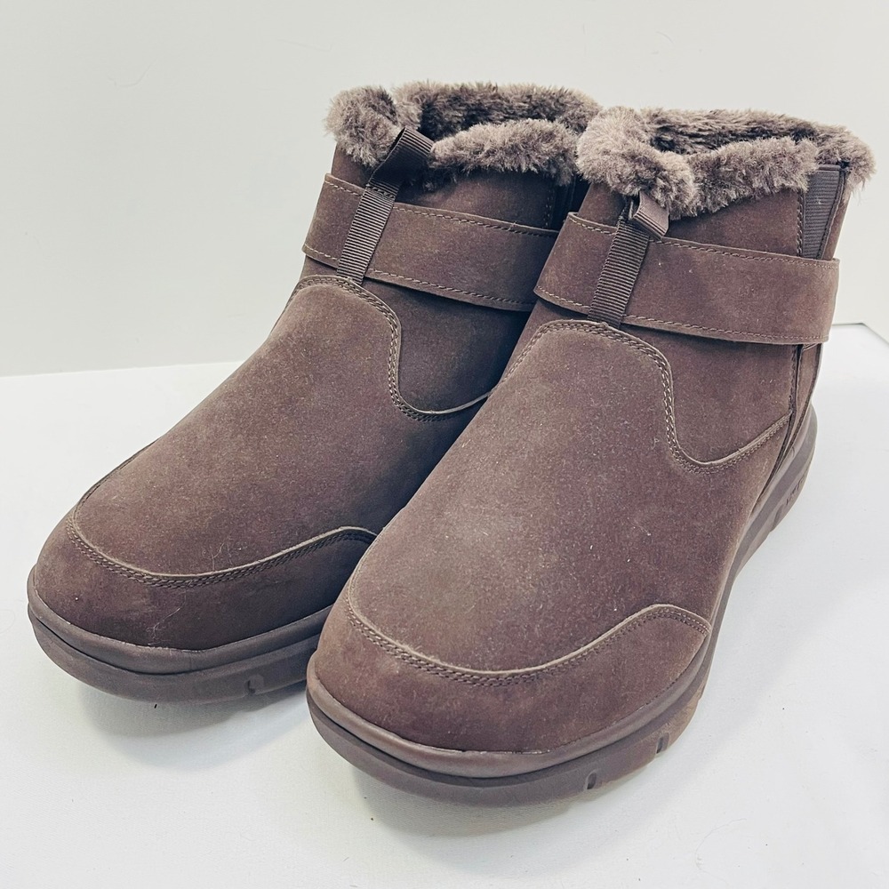 FitVille Men Brown Suede Faux Fur Lined Winter Ankle Boots 11.5 Extra Wide